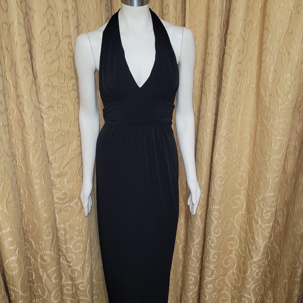 NWT Women's XS "Express" Black Backless Halter Maxi Dress